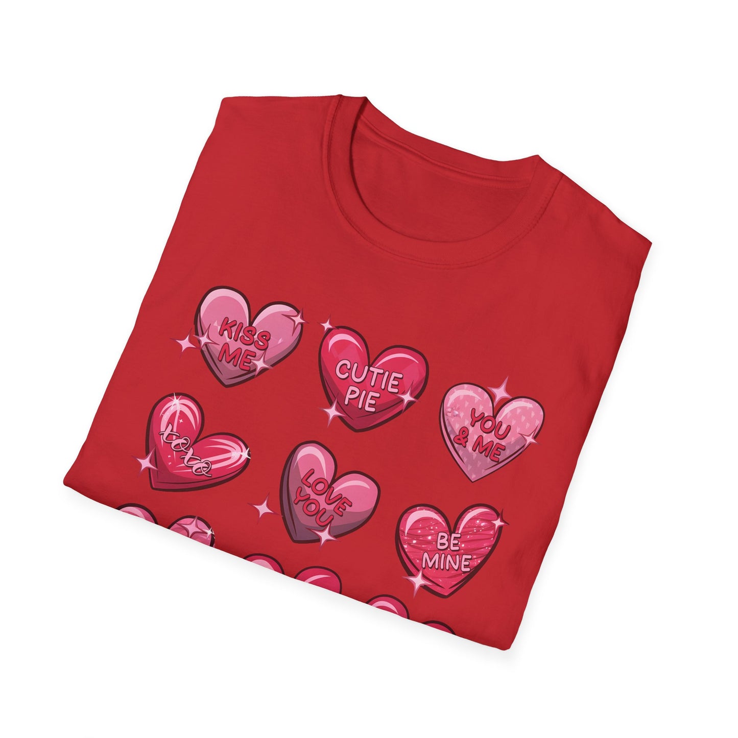 Charming Sweetheart Candy Hearts T-Shirt | Iconic Valentine's Day Love Messages Tee for Couples & Friends