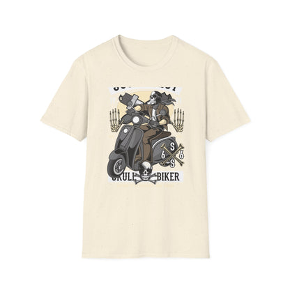Bold Skull Scooterist T-Shirt | Vintage Biker Rider Tee for Men | Authentic Retro Old School Scooter & Crossbones Design