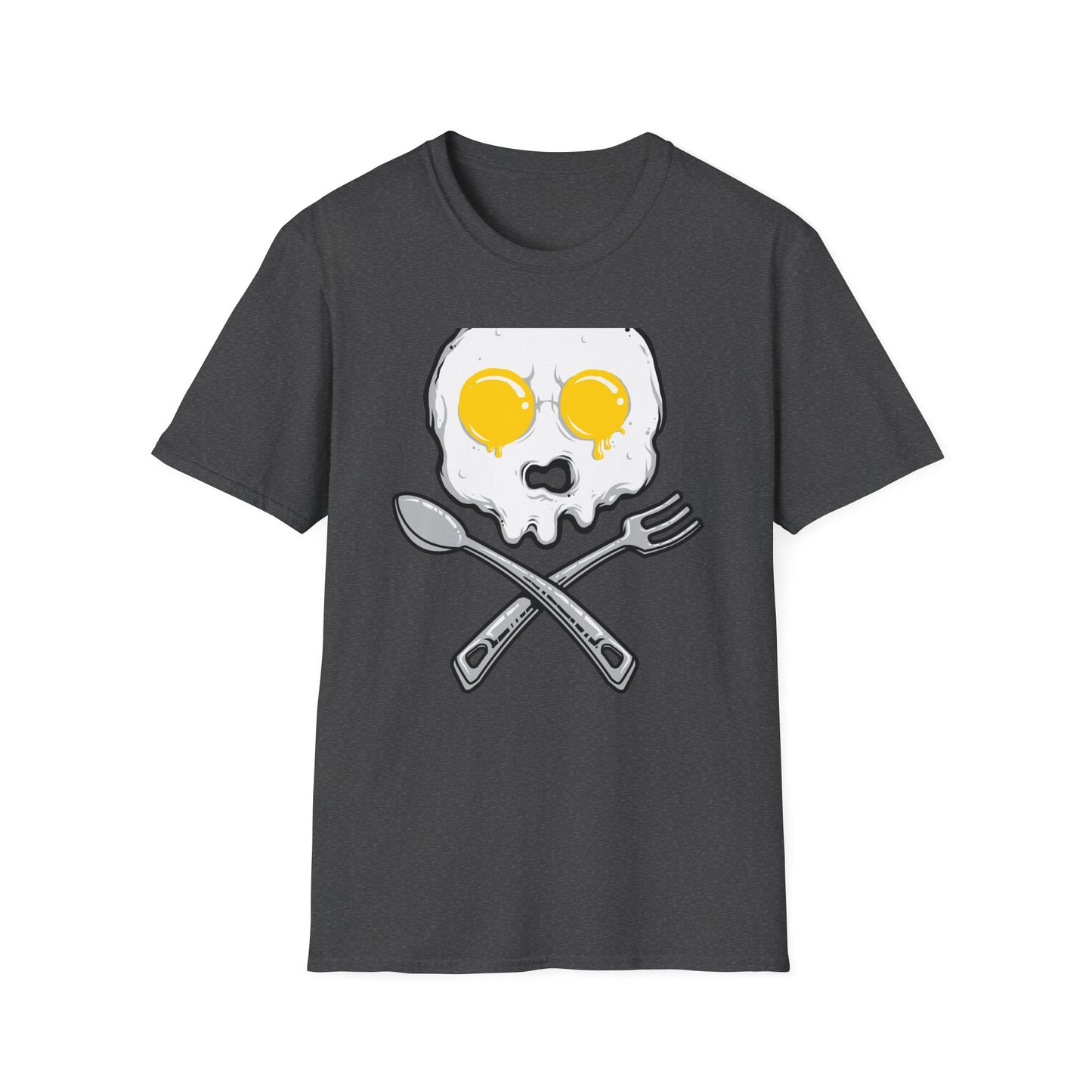 Epic Fried Egg Skull & Cross Utensils T-Shirt | Breakfast Lover & Chef Foodie Graphic Tee