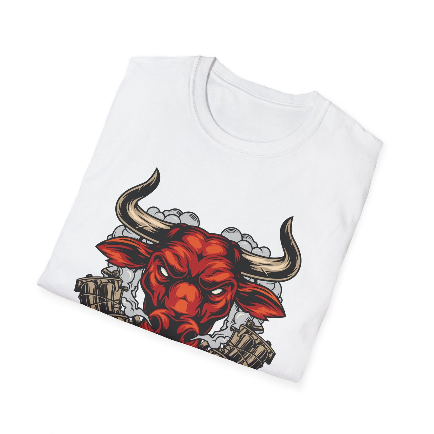 Fierce Red Bull Tattoo Machine T-Shirt | Bold Ink Art Graphic Tee | Edgy & Powerful Apparel Gift