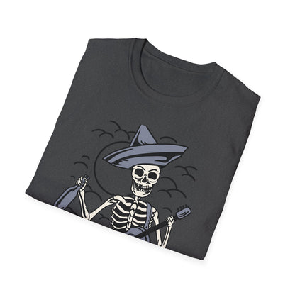 Screaming Skeleton Mariachi Band T-Shirt | Edgy Guitar & Tequila Skull Tee for Music Lovers & Day of the Dead Fans
