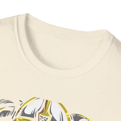 Majestic Viking T-Shirt: Legendary Norse Warrior with Golden Horned Helmet & Braided Beard - Epic Men's Tee Gift