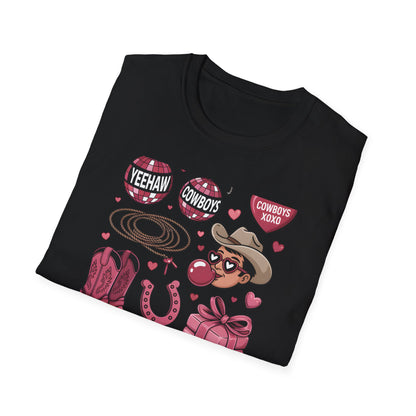 Howdy Valentine Cowboy T-Shirt | Sweet Western Love & YEEHAW Disco Heart Tee for Her | Unique Valentine's Day Gift