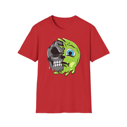 Epic Melting Skull & Slime T-Shirt - Vibrant Half-Skull Gooey Monster Graphic Tee for Edgy & Alternative Style