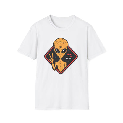 Epic Alien Came In Peace T-Shirt - Cool Sci-Fi UFO Tee with Peace Sign - Vintage Extraterrestrial Graphic Top for Fans!