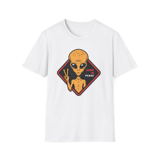 Epic Alien Came In Peace T-Shirt - Cool Sci-Fi UFO Tee with Peace Sign - Vintage Extraterrestrial Graphic Top for Fans!