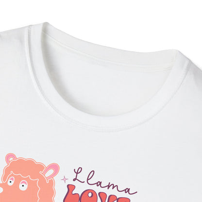 Sweet Llama Love You T-Shirt - Adorable Pink Llama Tee with Hearts & Stars - Perfect Valentine's Day Gift
