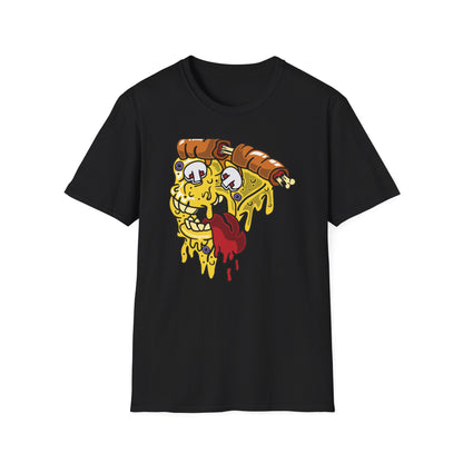 Dripping Zombie Pizza Slice T-Shirt - Ghoulish Horror Foodie Monster Tee for Halloween & Unique Style