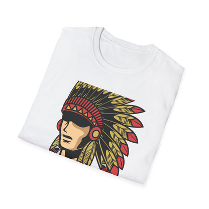 Bold Indigenous Warrior Chief T-Shirt | Majestic Feather Headdress & Tomahawks Tee | Powerful Cultural Design Gift