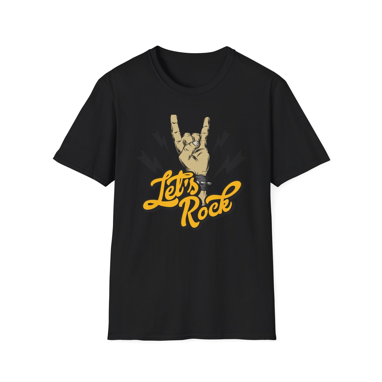 Epic Let's Rock On T-Shirt - Electrifying Rock N Roll Hand Sign Tee for Music Lovers & Concerts | Dynamic Spiked Wristband Design
