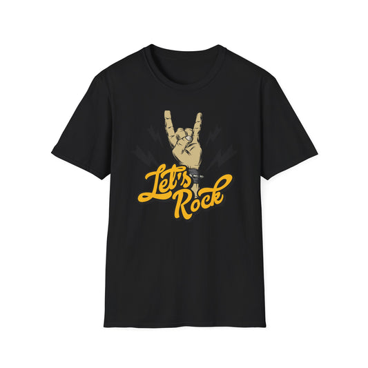 Epic Let's Rock On T-Shirt - Electrifying Rock N Roll Hand Sign Tee for Music Lovers & Concerts | Dynamic Spiked Wristband Design