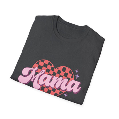 Groovy Mama T-Shirt - Retro Checkerboard Heart Design for Chic Moms | Trendy Mother's Day Gift Tee