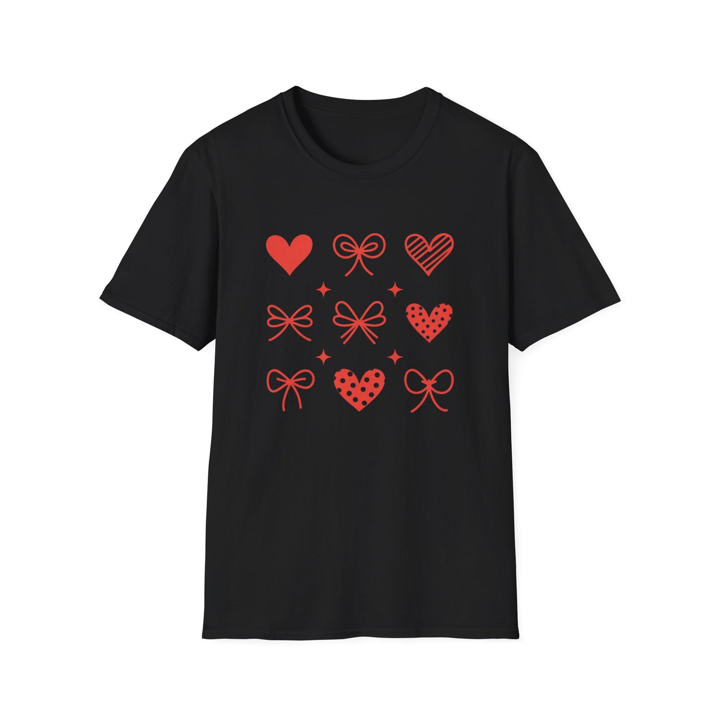 Adorable Valentine's Day Hearts & Bows T-Shirt | Sweet Romantic Love Graphic Tee for Women, Girls & Teens