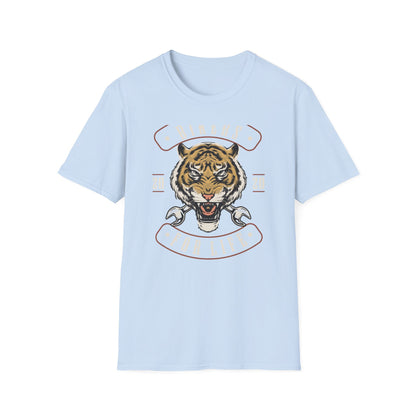 Fierce Biker For Life Roaring Tiger T-Shirt | Men's Motorcycle Club Tee with Wrenches | Bold Vintage Rider Apparel