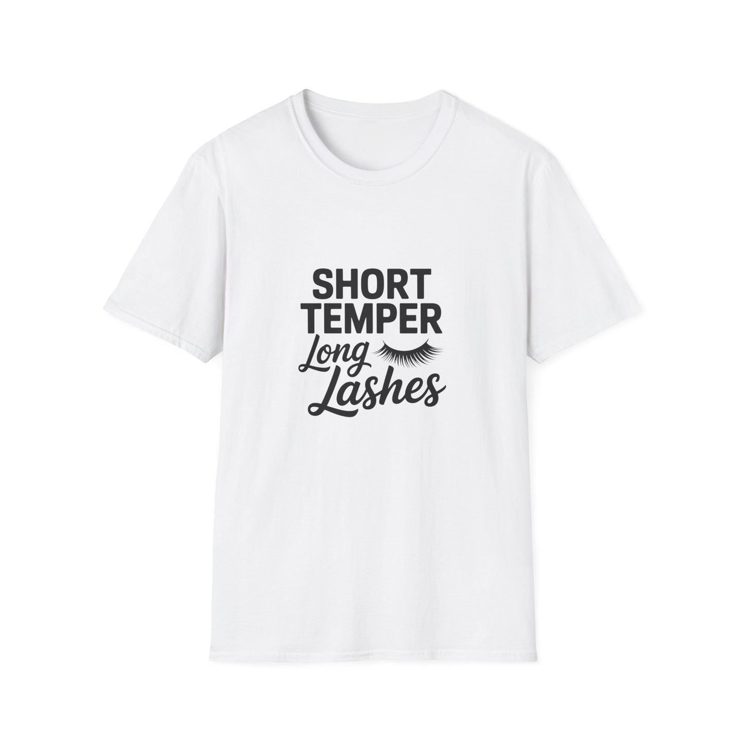 Fierce Short Temper Long Lashes T-Shirt | Sassy Women's Funny Beauty Quote Tee | Perfect Gift for Her, Trendy Attitude Top