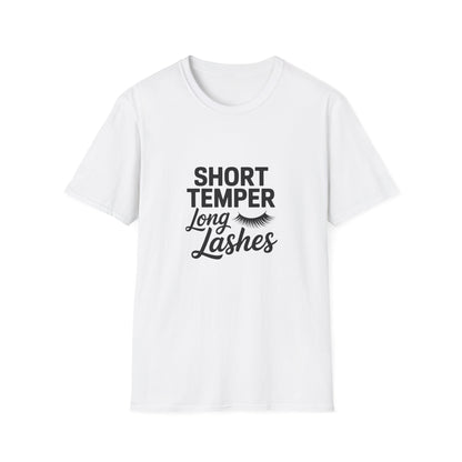 Fierce Short Temper Long Lashes T-Shirt | Sassy Women's Funny Beauty Quote Tee | Perfect Gift for Her, Trendy Attitude Top