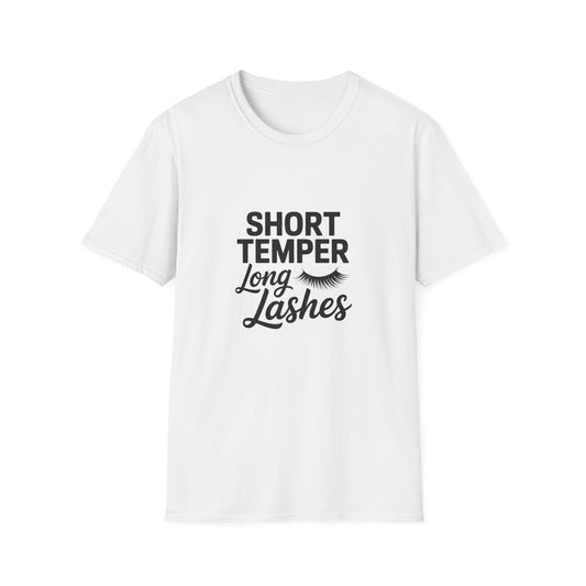 Fierce Short Temper Long Lashes T-Shirt | Sassy Women's Funny Beauty Quote Tee | Perfect Gift for Her, Trendy Attitude Top