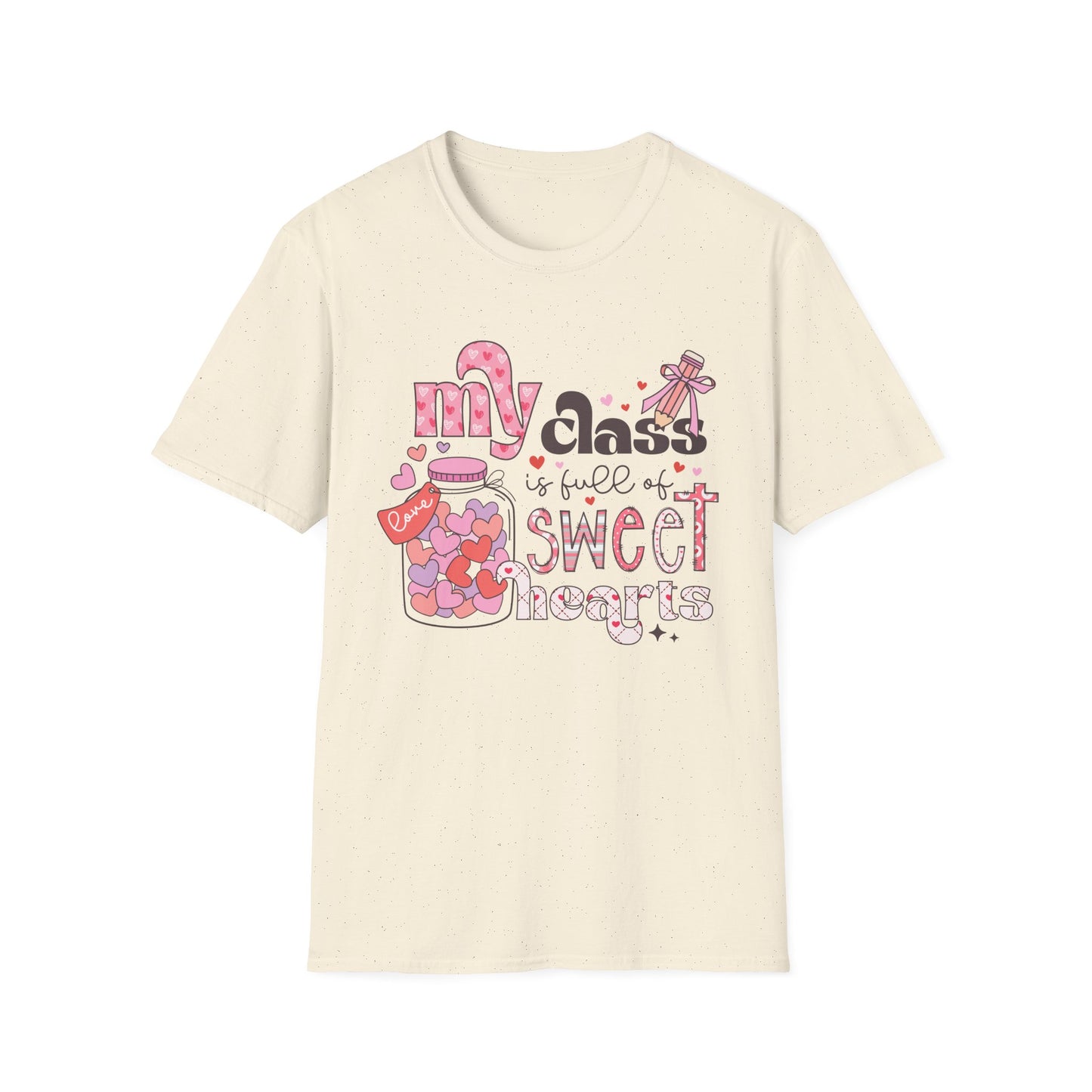 Adorable Teacher Valentine's Day T-Shirt - My Class Is Full of Sweethearts - Cute Love Heart Educator Gift Tee