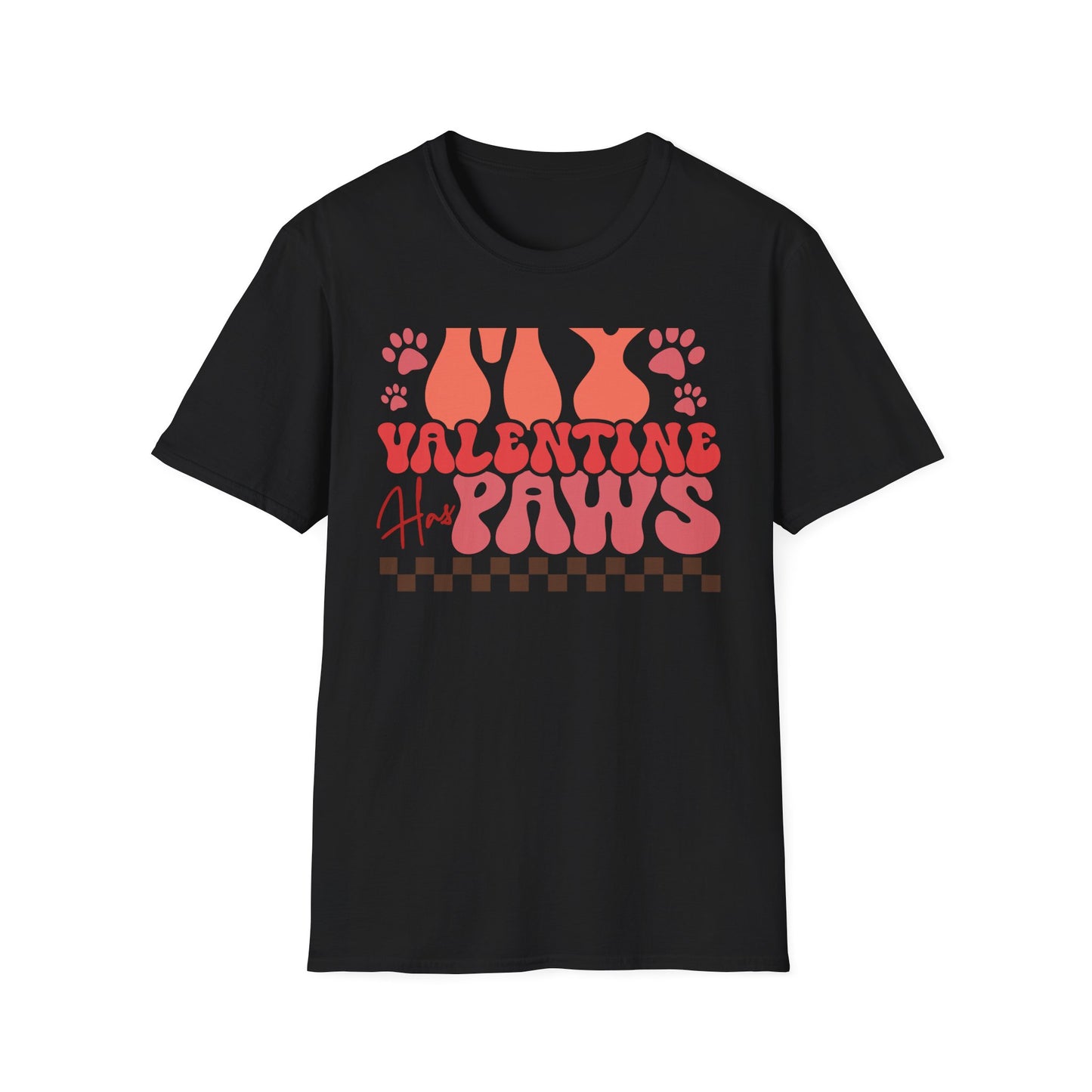 My Valentine Has Paws T-Shirt | Groovy Retro Pet Lover Tee | Adorable Dog Mom Cat Owner Gift