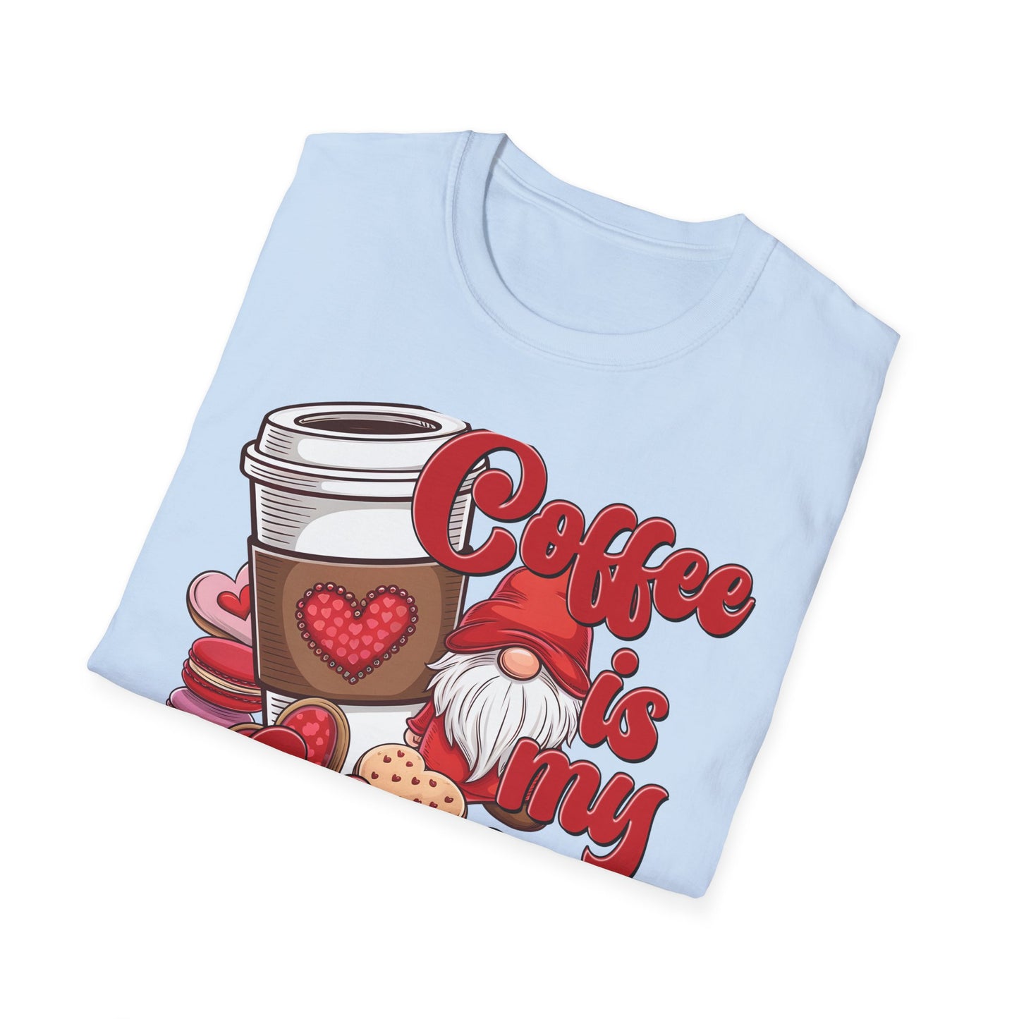 Coffee Is My Valentine Gnome T-Shirt | Charming Heart Coffee Lover Tee | Funny Anti-Valentine's Day Gift for Singles & Sweet Tooths