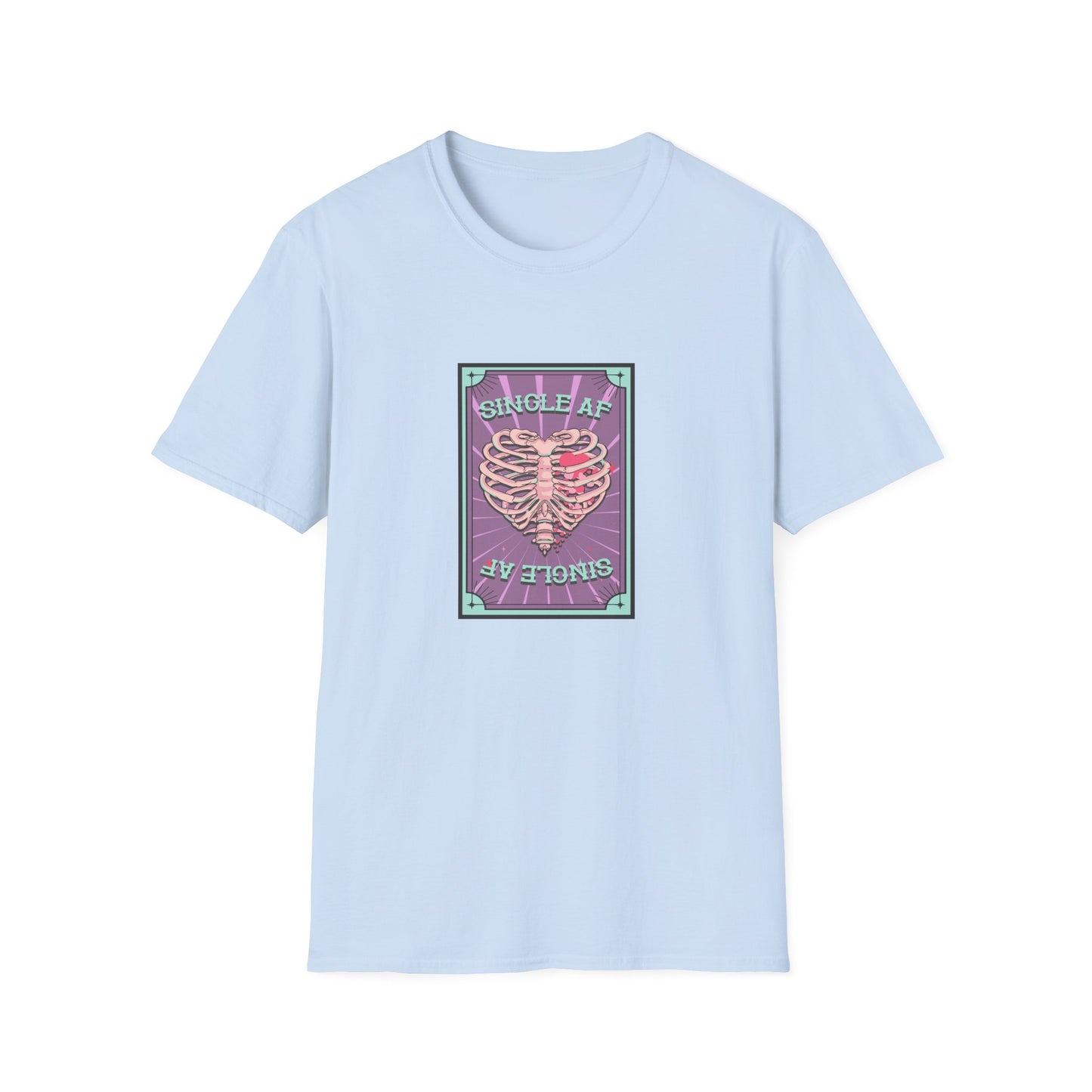 Bold SINGLE AF T-Shirt | Funny Anti-Valentine's Skeleton Heart Tee | Unique Self-Love Statement Graphic Shirt
