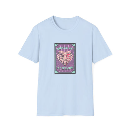 Bold SINGLE AF T-Shirt | Funny Anti-Valentine's Skeleton Heart Tee | Unique Self-Love Statement Graphic Shirt