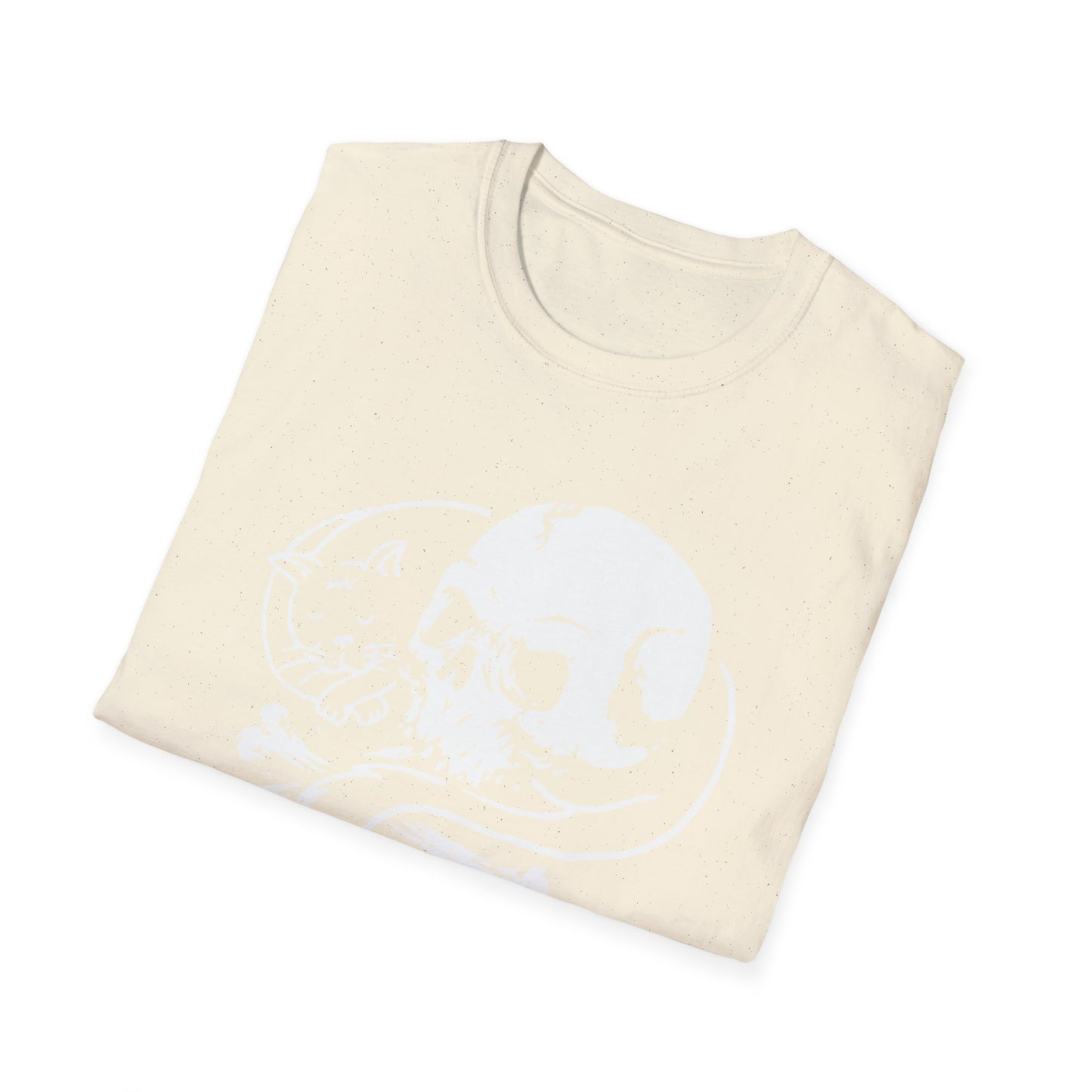Striking Gothic Cat & Skull T-Shirt | Unique Black & White Abstract Art Tee for Edgy Souls & Dark Nature Lovers