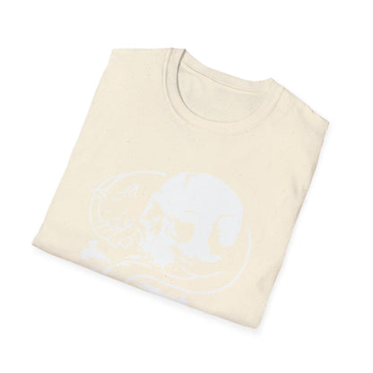 Striking Gothic Cat & Skull T-Shirt | Unique Black & White Abstract Art Tee for Edgy Souls & Dark Nature Lovers