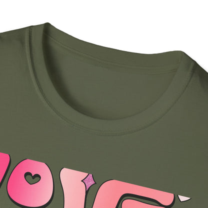 Groovy "Love Yourself" T-Shirt | Pink Retro Self-Love Tee with Hearts & Sparkles | Empowering & Chic Women's Affirmation Top