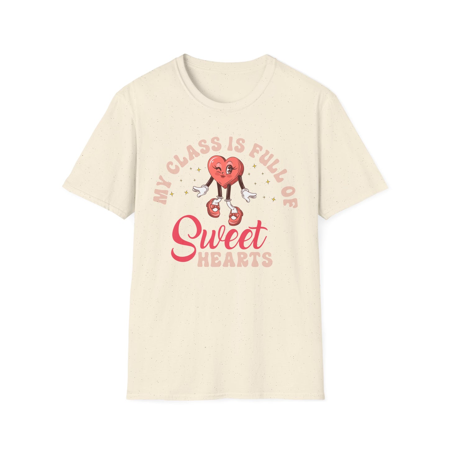 Adorable 'My Class is Full of Sweethearts' Teacher T-Shirt - Retro Valentine's Day Educator Gift - Cute Winking Heart Tee