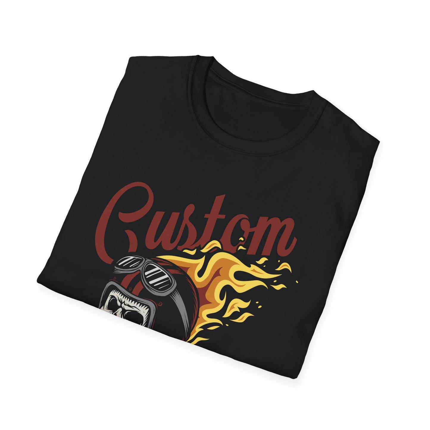 Custom Build & Repair T-Shirt | Vintage Biker Skull Flames Tee | Iconic Mechanic & Hot Rod Enthusiast Apparel