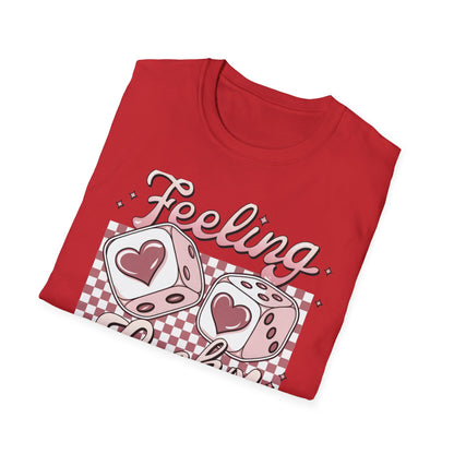 Sweet Feeling Lucky Dice & Hearts T-Shirt - Trendy Kawaii Love Charm Tee for Women & Teens
