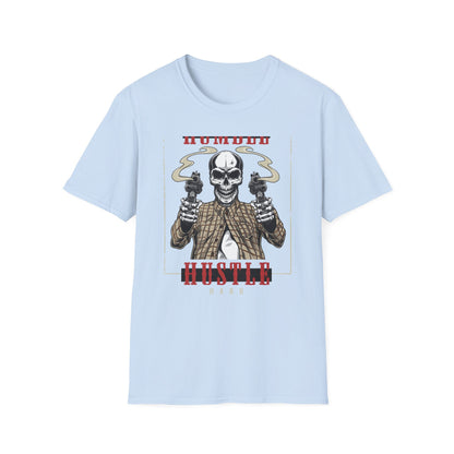 Stay Humble Hustle Hard Skull T-Shirt - Edgy Revolver Streetwear Tee for Men - Bold Urban Motivational Apparel