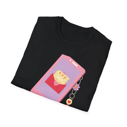 Sweet 'Call Me' Valentine's Day T-Shirt | Retro Love Letter Phone Tee | Adorable Romantic Gift for Her & Him