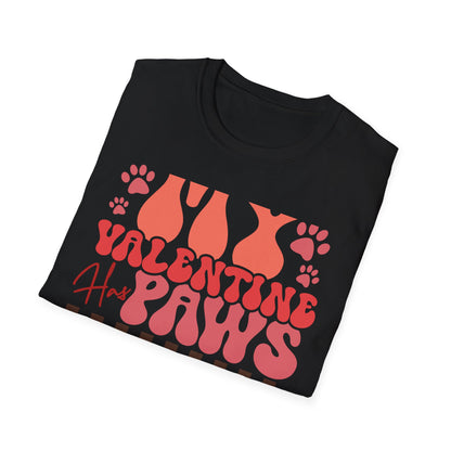My Valentine Has Paws T-Shirt | Groovy Retro Pet Lover Tee | Adorable Dog Mom Cat Owner Gift
