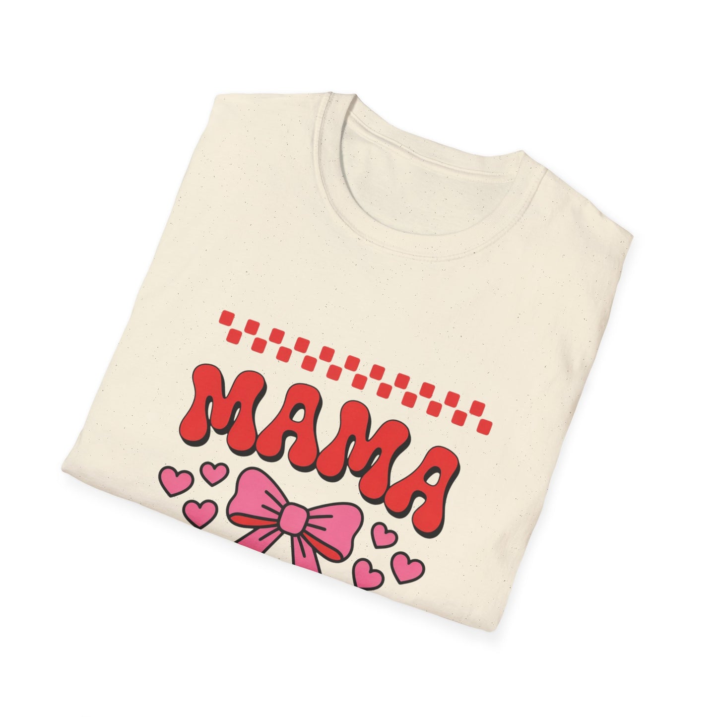 Vibrant Groovy Mama T-Shirt for Mom | Pink Bow, Hearts & Checkerboard | Chic Mother's Day Gift