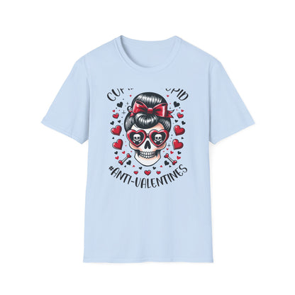 Epic Anti-Valentines Skull T-Shirt - Sarcastic "Cupid Is Stupid" Tee for Edgy Souls