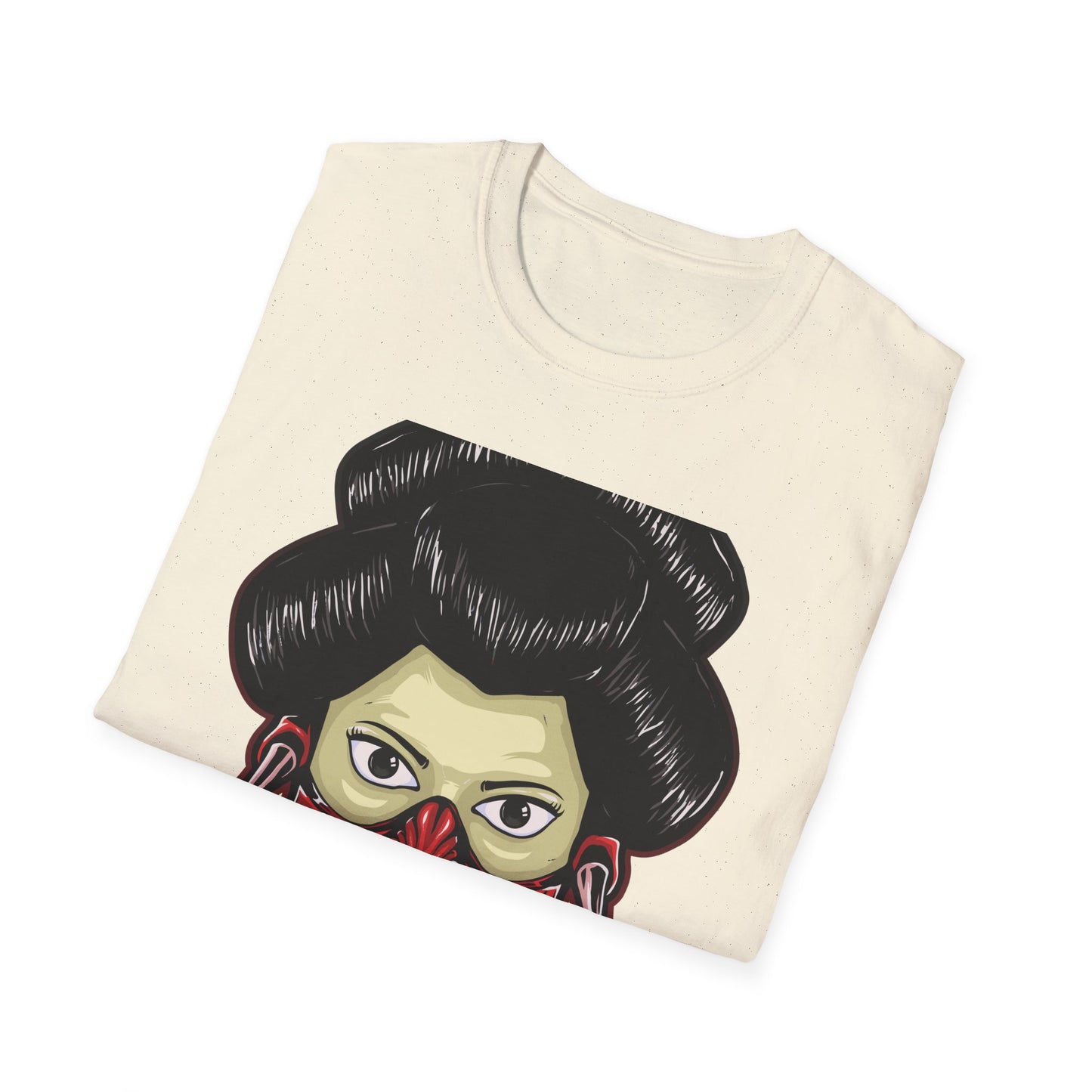 Fierce Hannya Mask T-Shirt | Striking Japanese Oni Demon Warrior Tee with Blade | Bold Traditional Art Statement Shirt