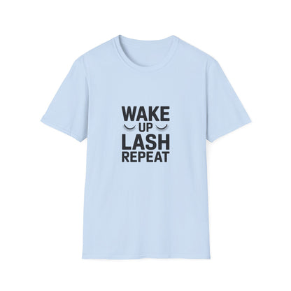 WAKE UP LASH REPEAT T-Shirt | Chic Eyelash Tech & Beauty Lover Tee | Empowering Lash Artist Gift Top