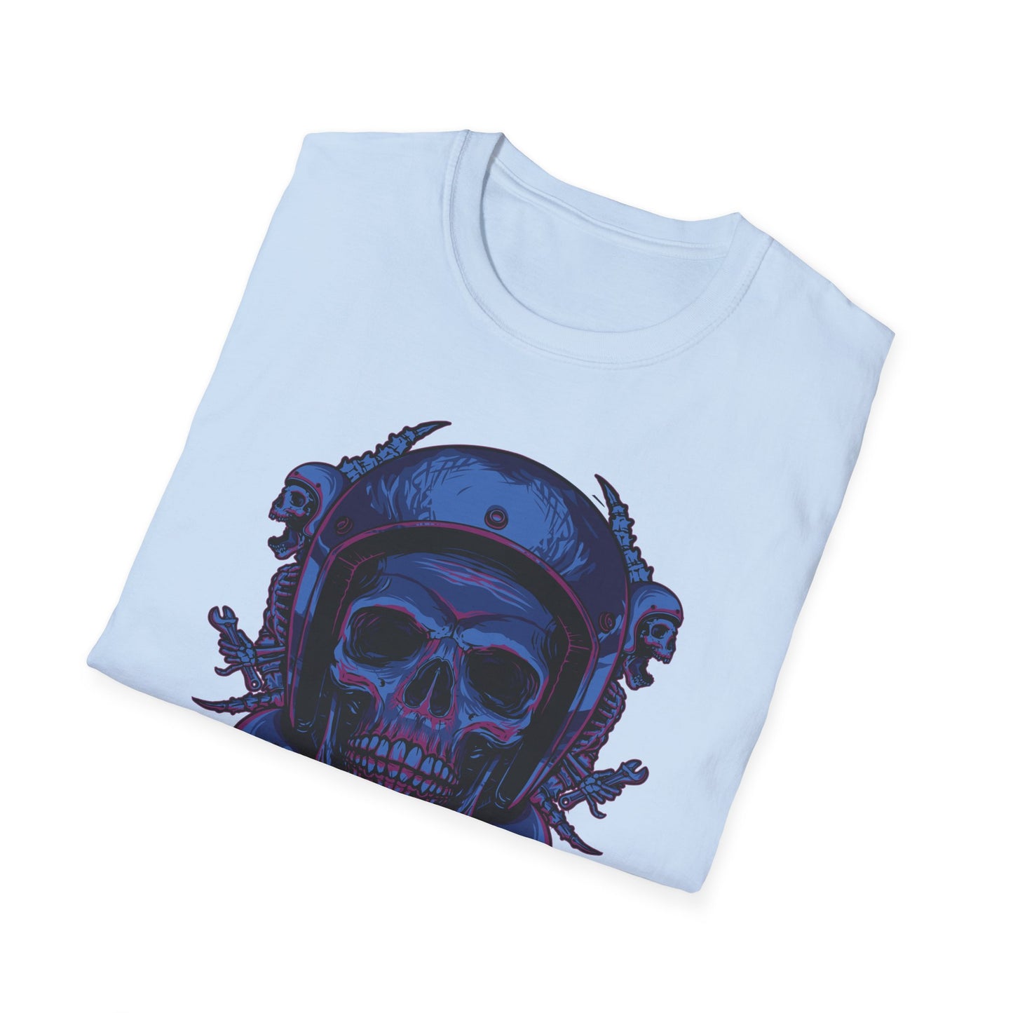 Epic Biker Skull T-Shirt | Mechanic Engine Design | Vintage Motorcycle Hot Rod Graphic Tee | Rebel Rider Gift
