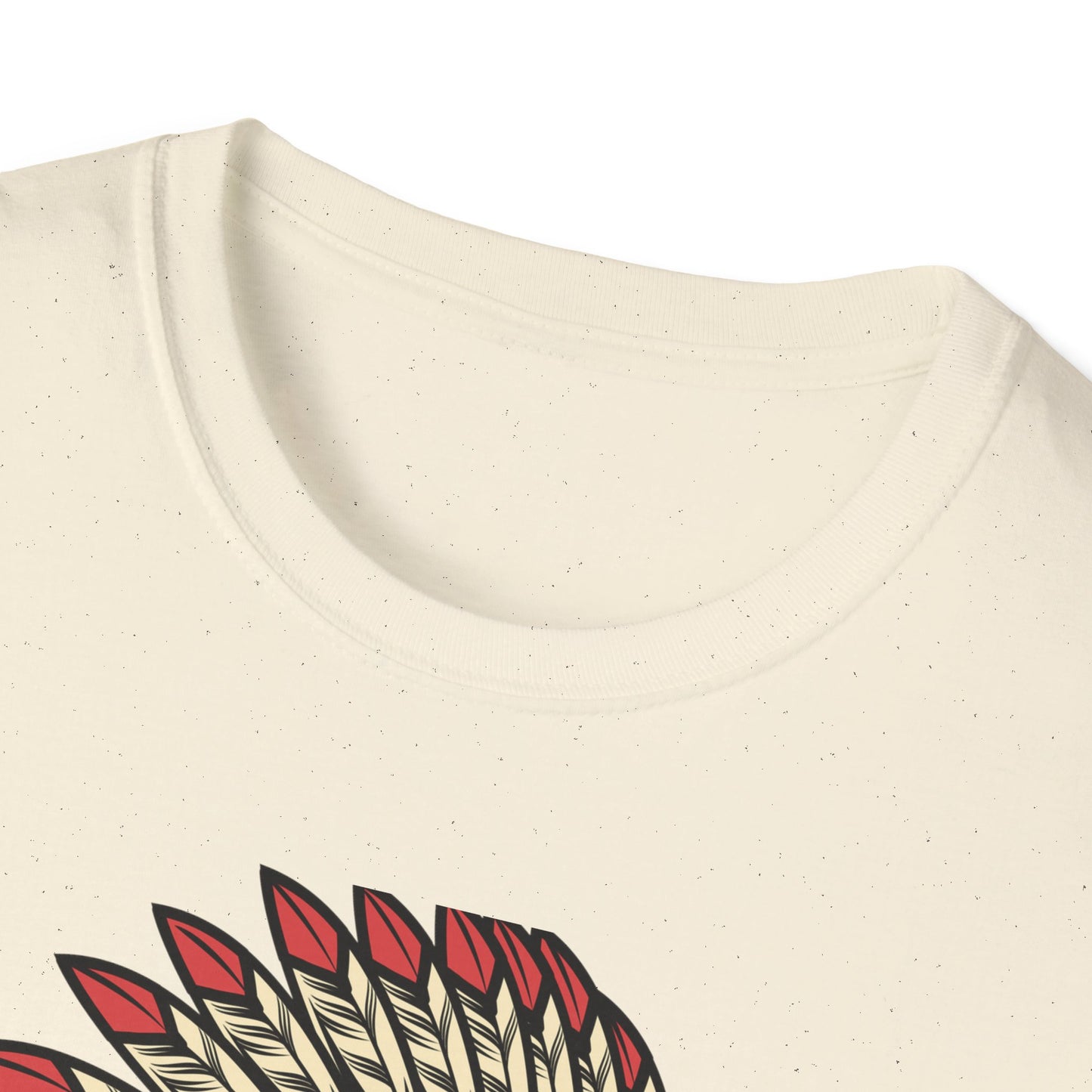 Striking Native Chief Skull Headdress T-Shirt - Unique Gothic Biker Tattoo Art Apparel for Rebel Souls