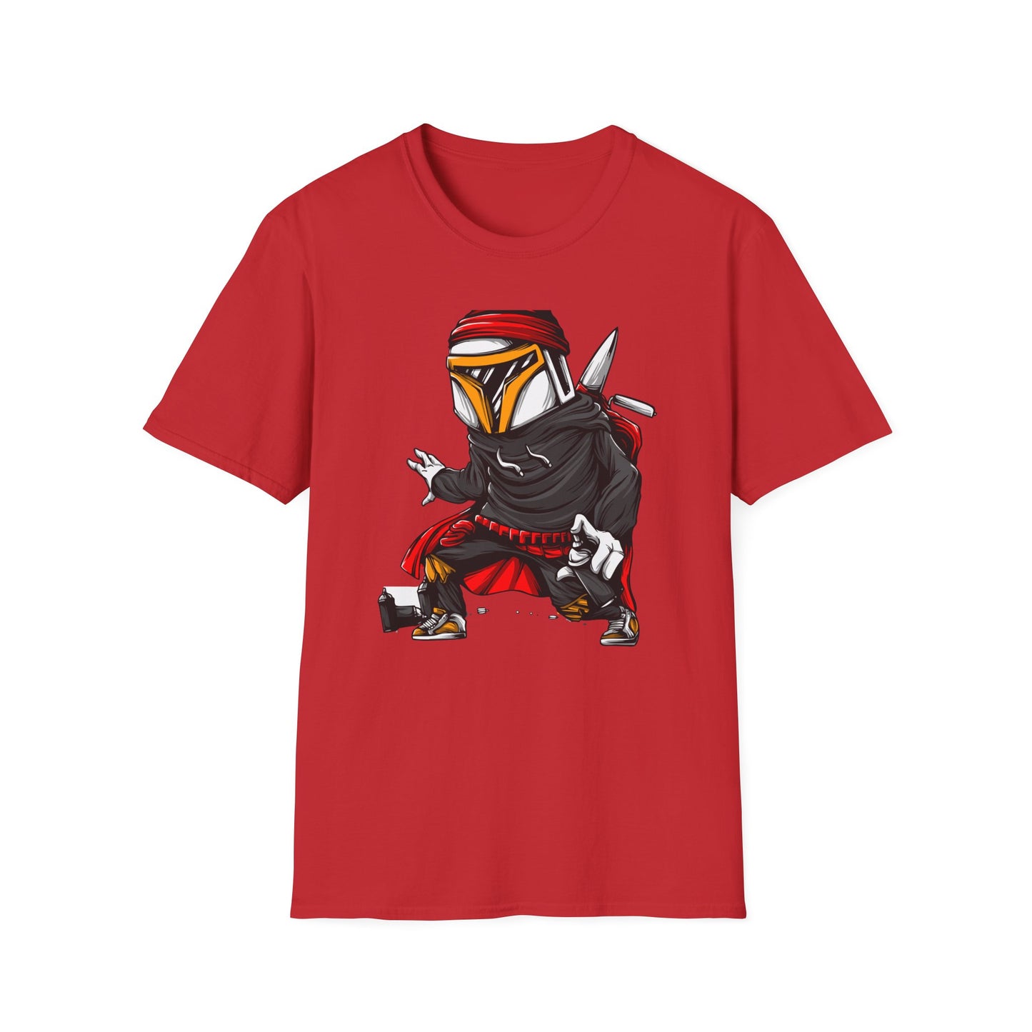 Epic Urban Mandalorian Graffiti Artist T-Shirt | Unique Sci-Fi Street Art Tee | Cool Bounty Hunter Fan Gift