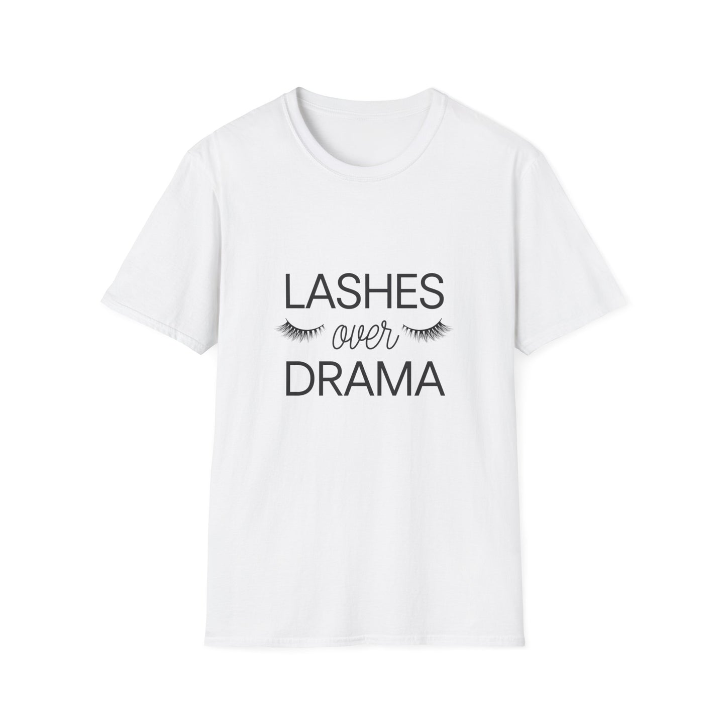 Fabulous "LASHES over DRAMA" T-shirt - Chic Eyelash Design Tee for Makeup Lovers & Beauty Queens - Empowering Gift