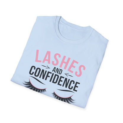 Empowering Lashes & Confidence Only T-Shirt | Chic Beauty Lover Tee Gift for Lash Techs & Women