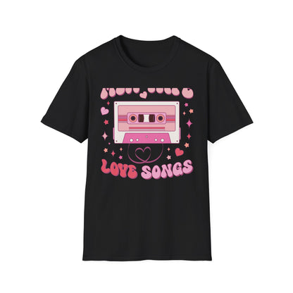 Groovy Mix Tape Love Songs T-Shirt | Retro Cassette Music Lover Tee | Sweet Vintage Valentine's Day Gift