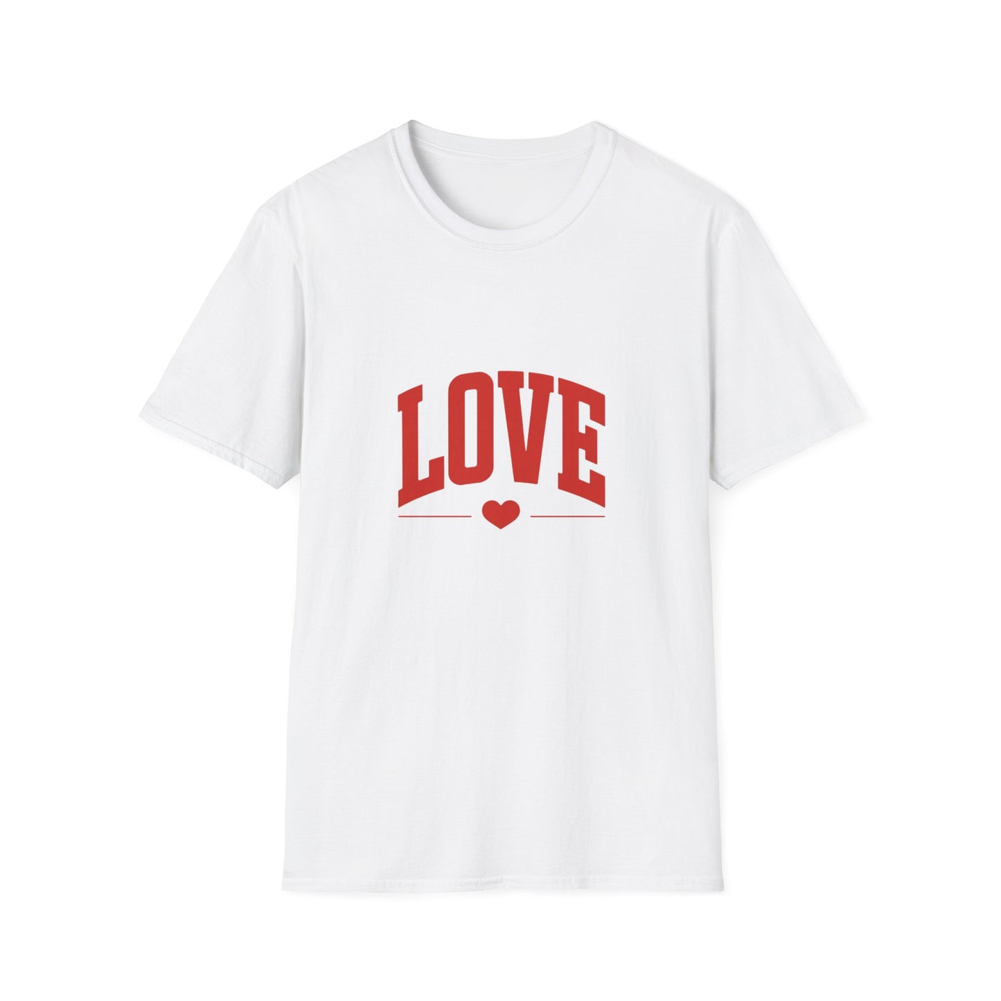 Bold Red LOVE Heart T-Shirt | Expressive Arched Graphic Tee | Stylish & Heartfelt Valentine's Day, Anniversary, Everyday Wear Gift