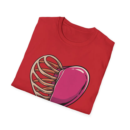 Intriguing Half Heart Rib Cage T-Shirt | Unique Anatomical Love & Vulnerability Tee Design