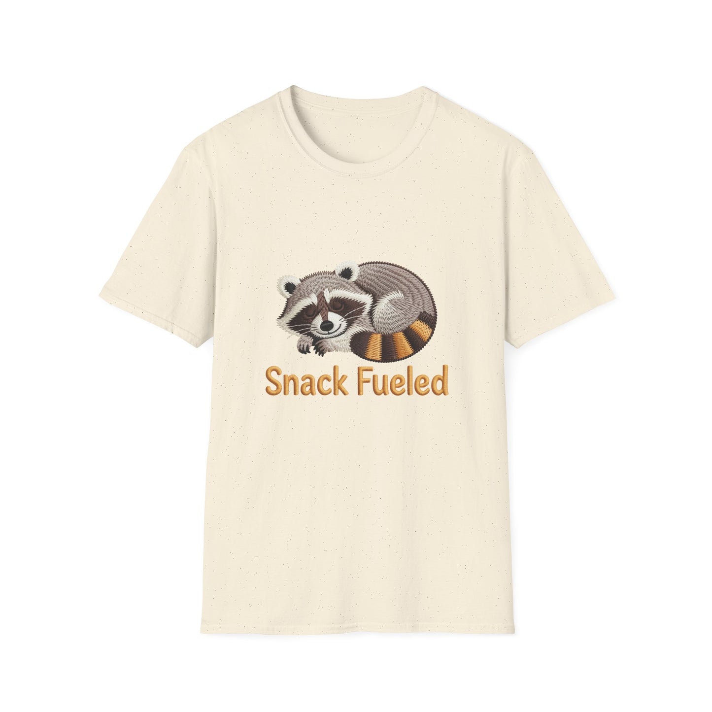 Adorable "Snack Fueled" Sleeping Raccoon T-Shirt | Cozy Animal Lover Tee - Perfect Funny Gift for Foodies & Nappers!