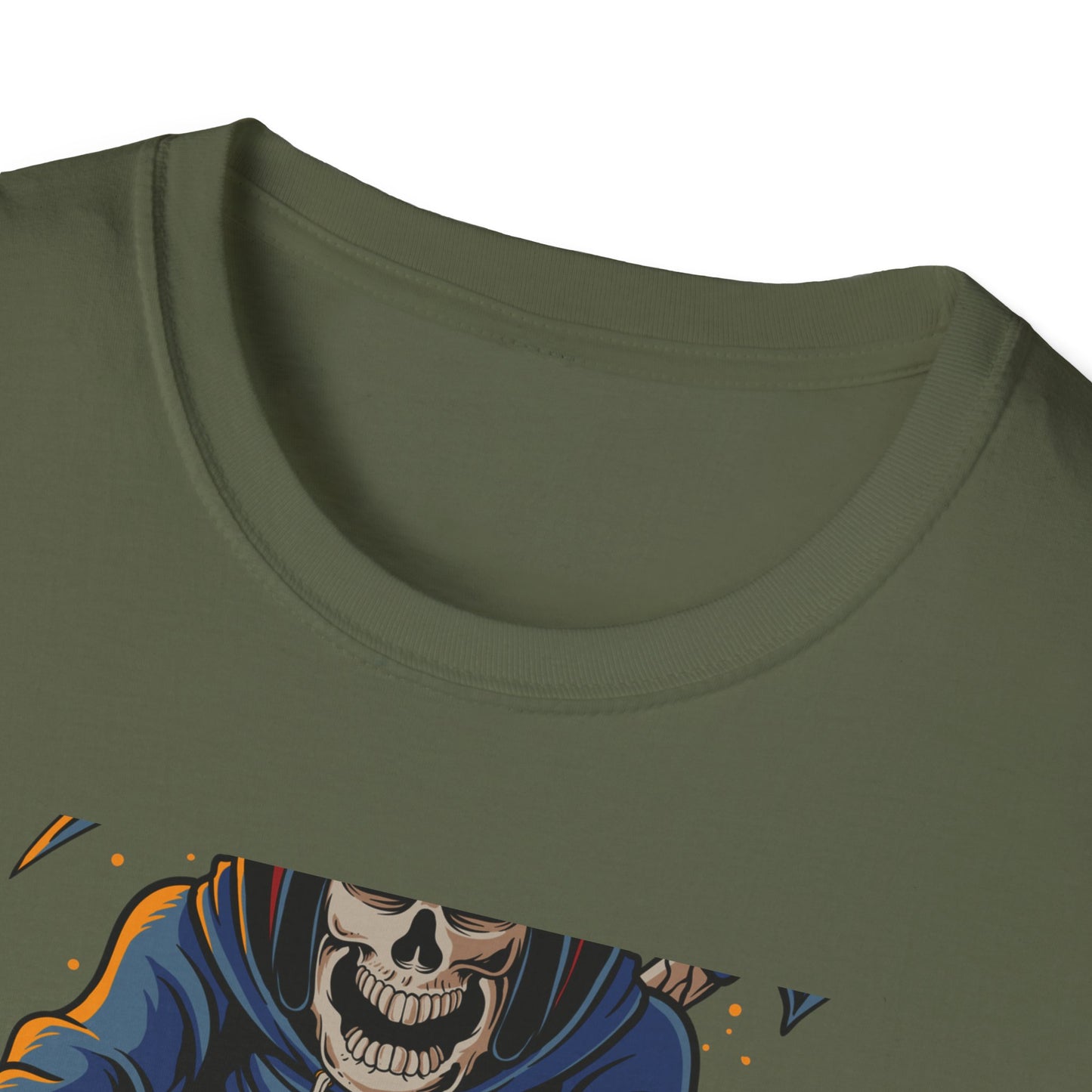 Epic Grim Reaper Biker T-Shirt | 'Death Race' Skeleton Motorcycle Graphic Tee for Bold Riders & Edgy Streetwear Fans
