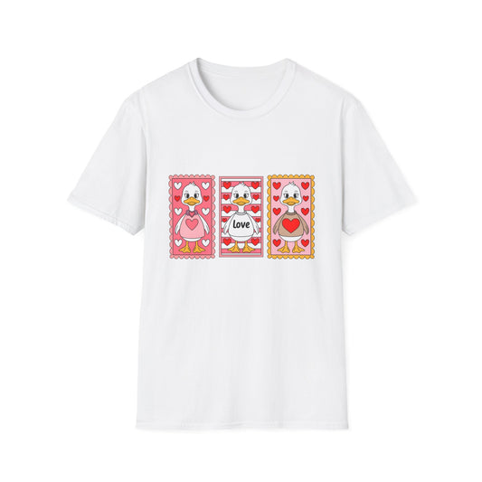 Charming Love Duck & Hearts T-Shirt | Adorable Valentine's Day Tee for Kids & Animal Lovers - Cute & Unique!